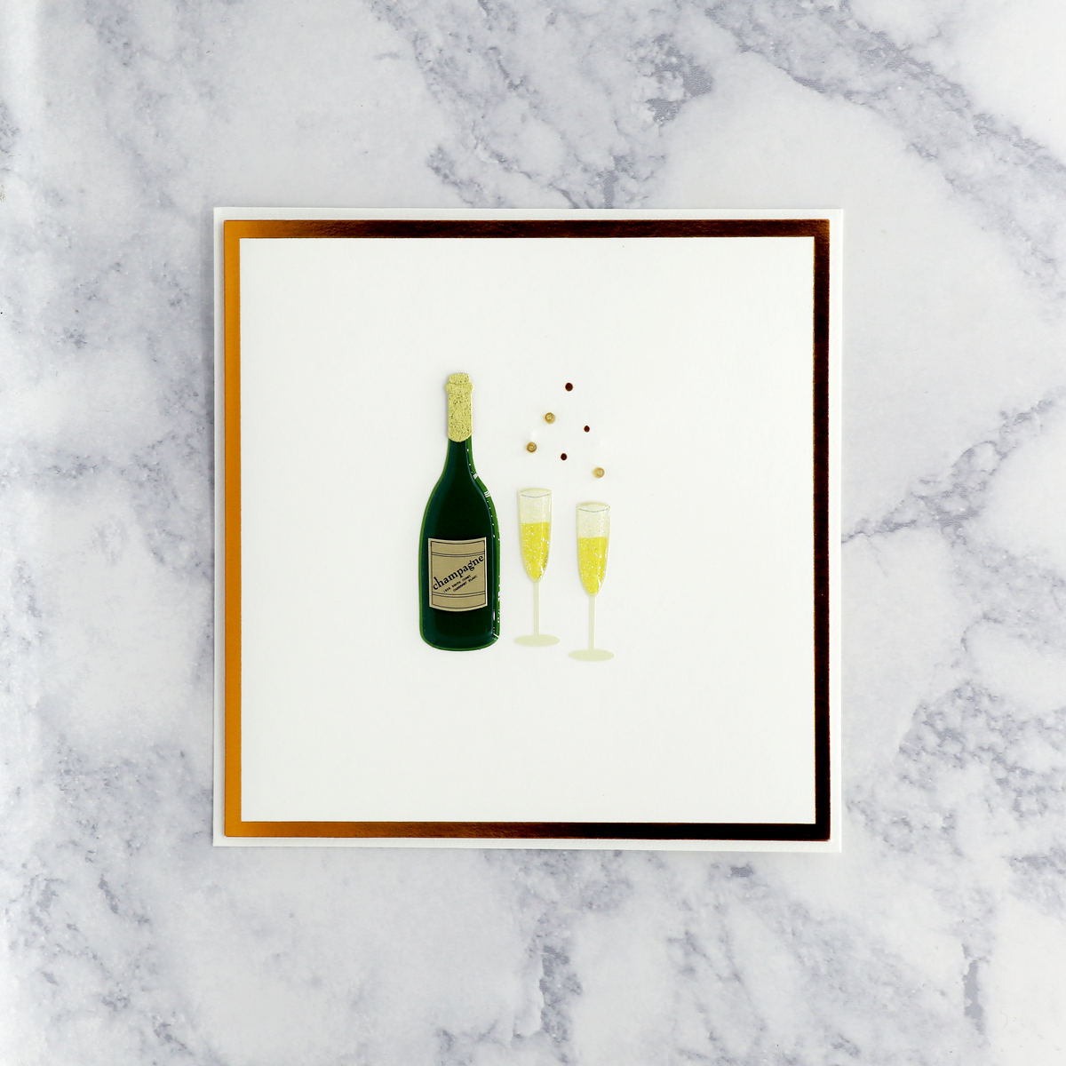 Champagne Bottle Glasses Anniversary Card Bonsai Paper Co