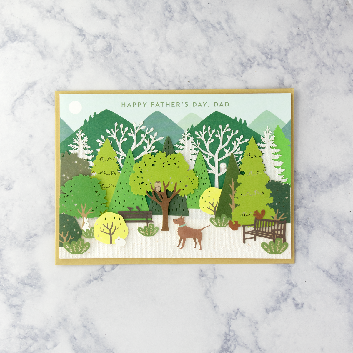 LaserCut Park Scene Father's Day Card (Dad) Bonsai Paper Co.