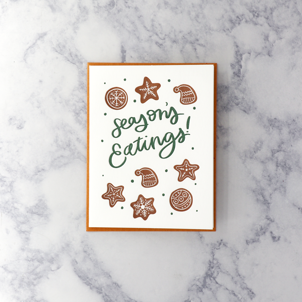 Letterpress Gingerbread "Season's Eatings" Holiday Card – Bonsai Paper Co.