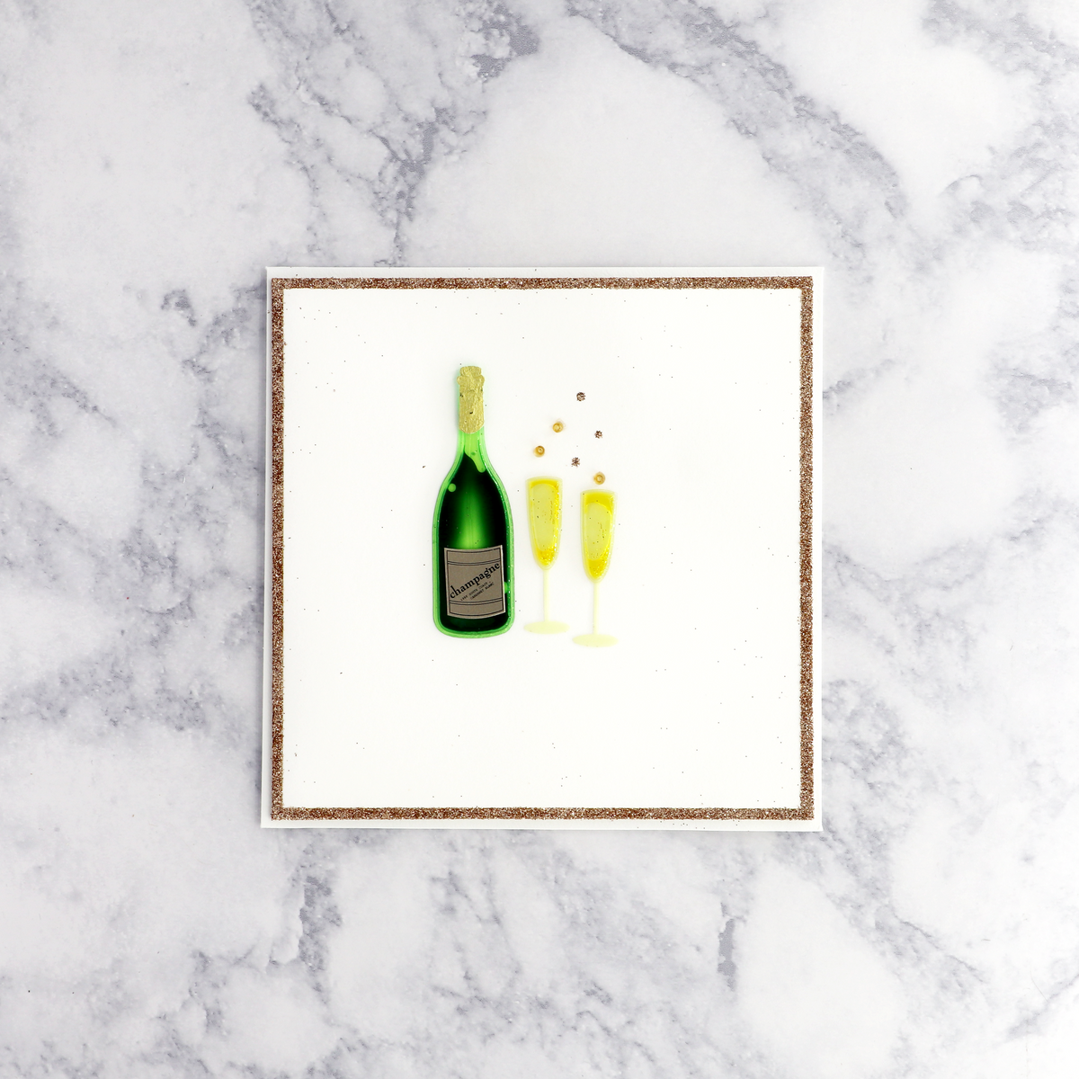 Champagne Bottle Glasses Anniversary Card Bonsai Paper Co