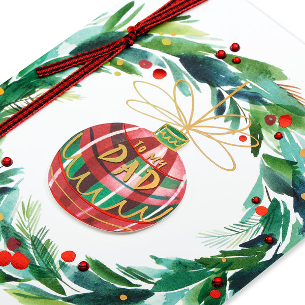 Plaid Ornament & Wreath Christmas Card (Dad)