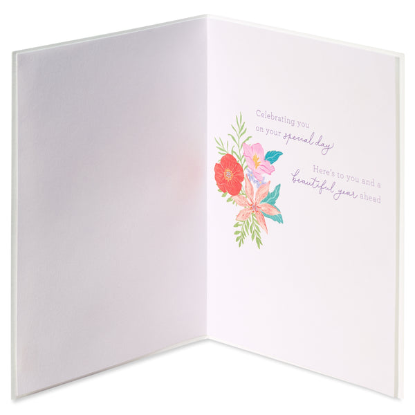 Dahlia Bouquet Lettering Birthday Card