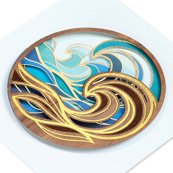 Laser-Cut Wood Waves Blank Card