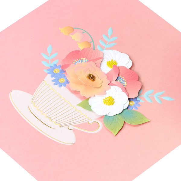 Teacup With Flowers Blank Card