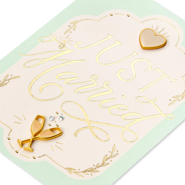 Lettering "Just Married" Wedding Card