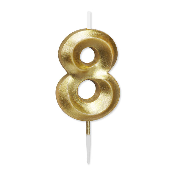 No. 8 Metallic Gold Cake Birthday Candle
