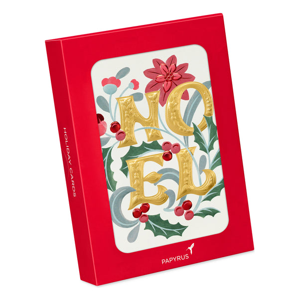 Elegant "Noel" Foliage Christmas Boxed Cards (Set of 12)