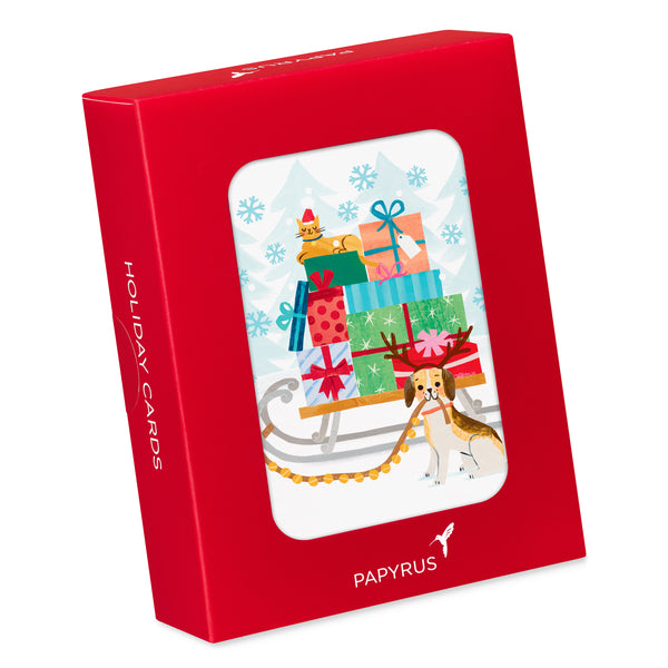 Dog Pulling Sled Christmas Boxed Cards (Set of 20)