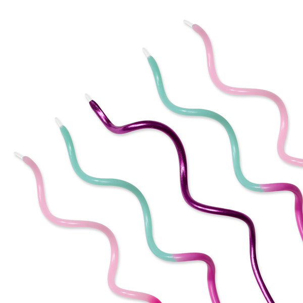 Pink Purple & Teal Swirl Coil Birthday Candles (Set of 12)