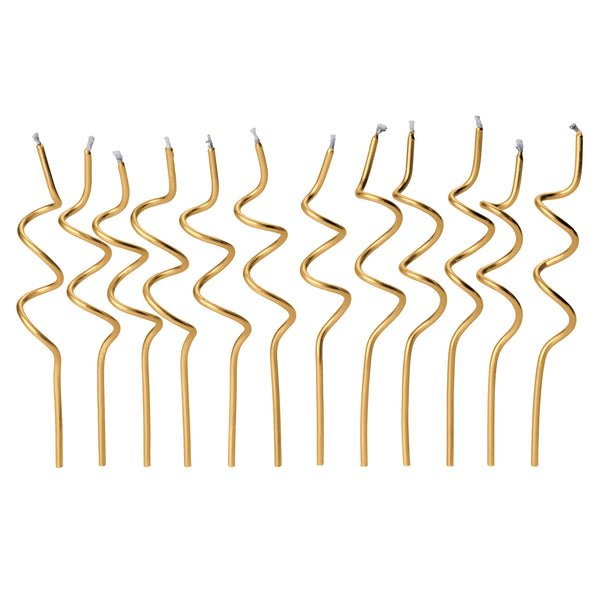 Metallic Gold Swirl Coil Birthday Candles (Set of 12)
