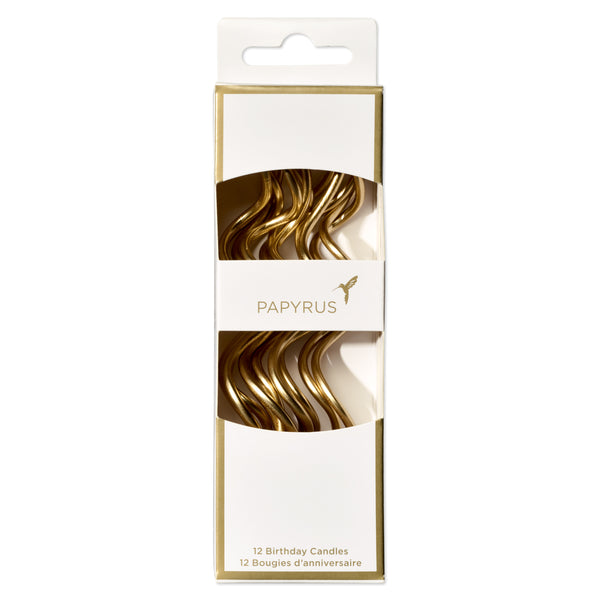 Metallic Gold Swirl Coil Birthday Candles (Set of 12)