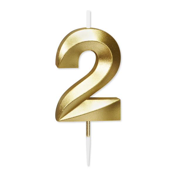 No. 2 Metallic Gold Cake Birthday Candle