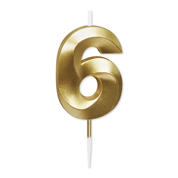 No. 6 Metallic Gold Cake Birthday Candle