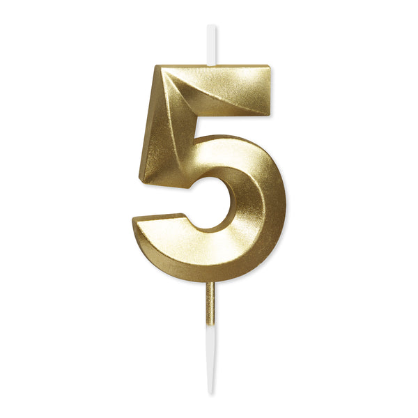 No. 5 Metallic Gold Birthday Candle