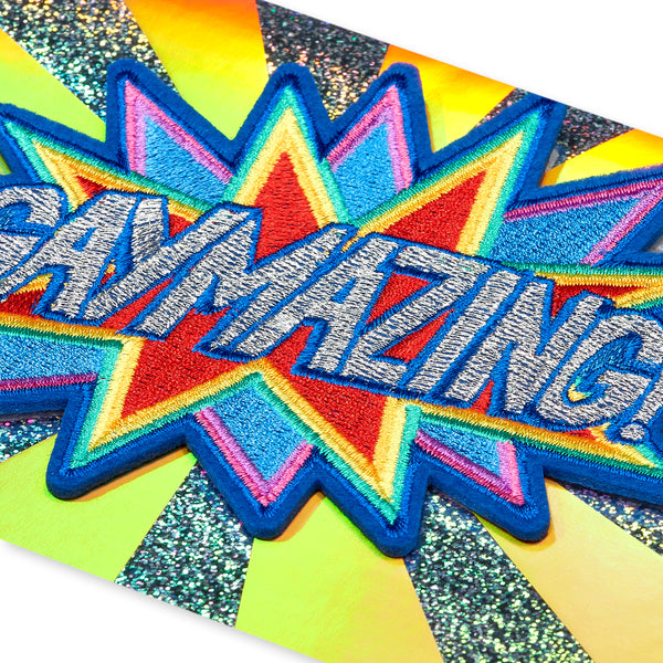 Embroidered "Gaymazing" Patch LGBTQIA+ Birthday Card