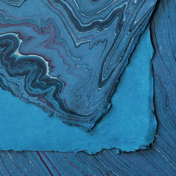 Handmade Dark Blue Marble Flat Wrap