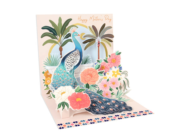 Pop-Up Mother's Day Garden Peacock Card