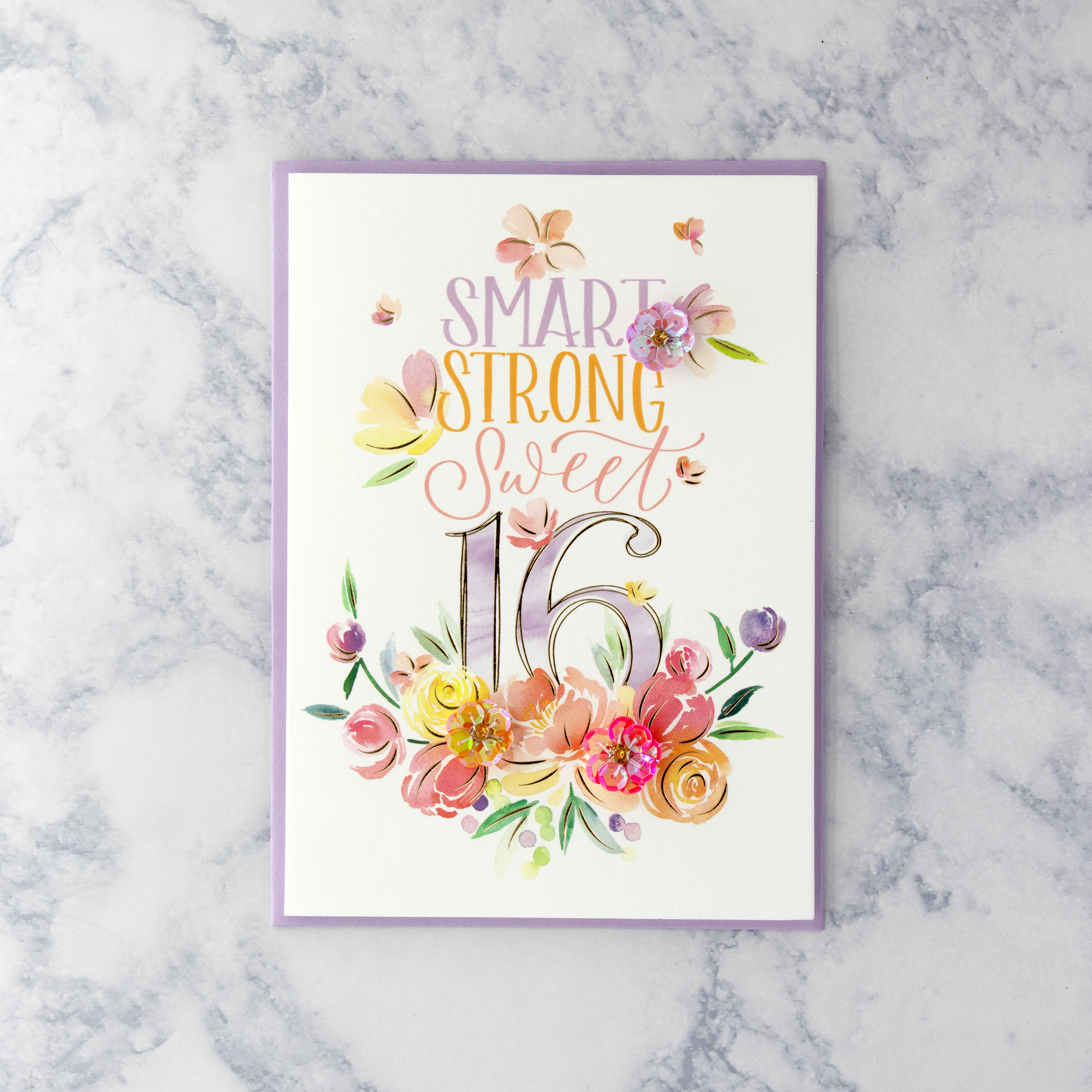 16th Lettering Birthday Card