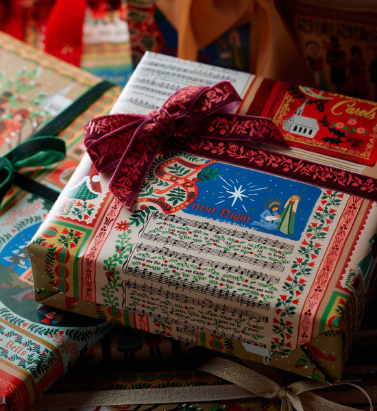 Illustrated Carols Christmas Roll Wrap
