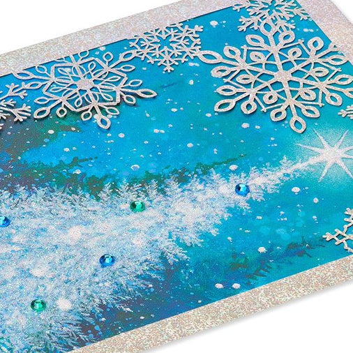 Laser-Cut Sparkly Snowflakes Tree Christmas Card