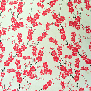 Handmade Japanese Red Cherry Blossom Flat Wrap