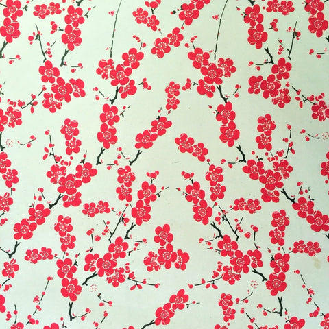 Handmade Japanese Red Cherry Blossom Flat Wrap