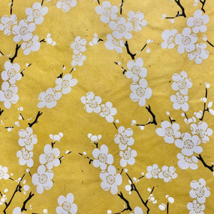 Handmade Japanese Yellow Cherry Blossom Flat Wrap