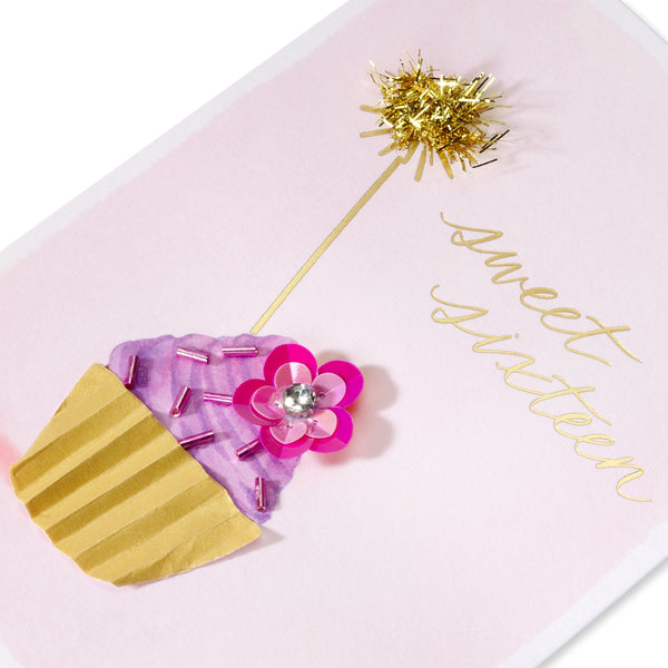16th Cupcake With Sparkler Birthday Card