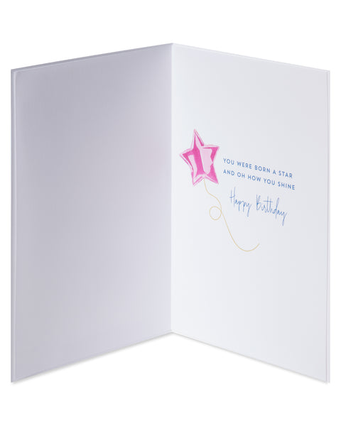 Girl With Balloons Birthday Card