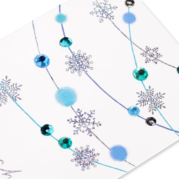 Sequin Snowflake Strands Holiday Card