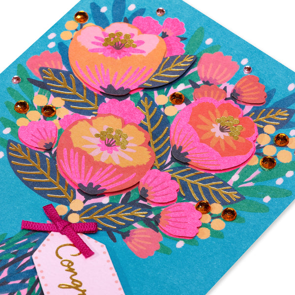 Vibrant Floral Bouquet Congratulations Card