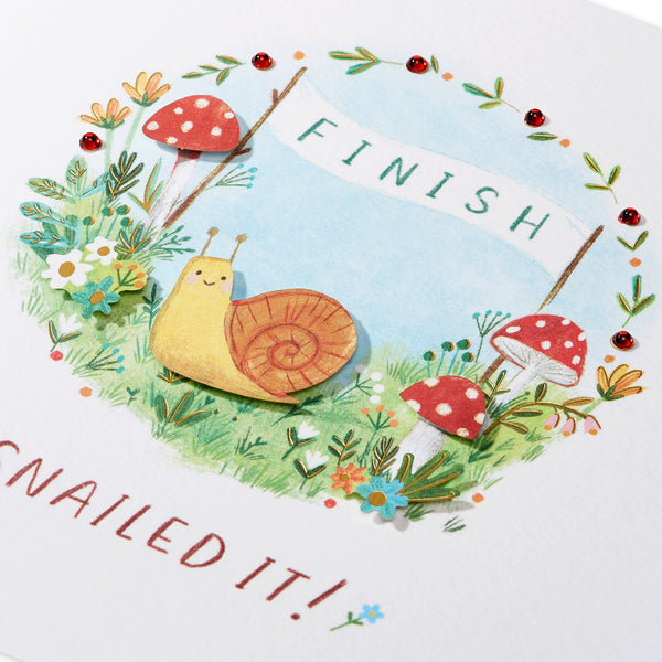Mushroom Garden "Snailed It" Congratulations Card