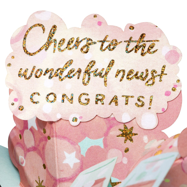 Pop-Up Champagne Congratulations Card
