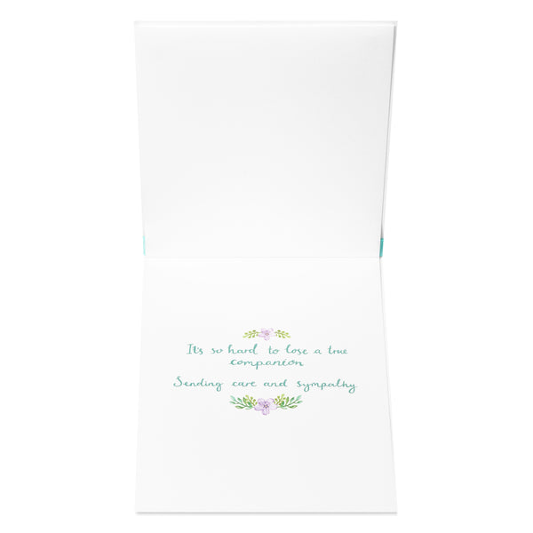 Leaf Border With Paw Charm Sympathy Card (Pet)