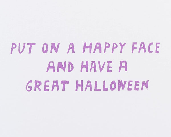 Illustrated Pups "Put On A Happy Face" Halloween Card