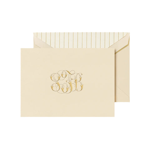 Personalized Monogram Manor Folded Notes (Engraving)