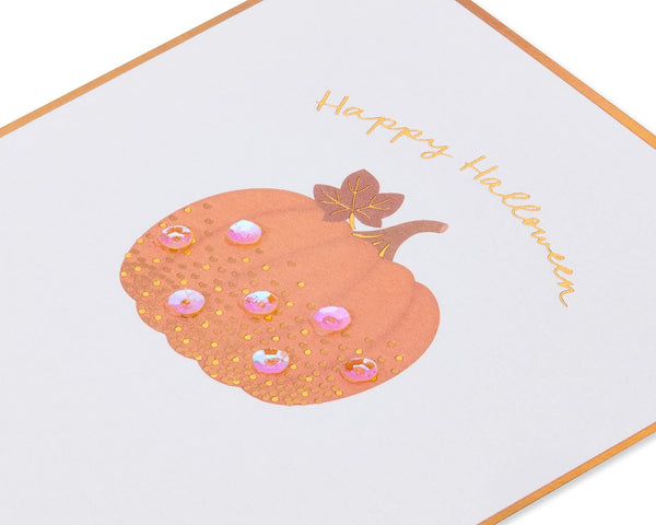Sequin Pumpkin Halloween Card