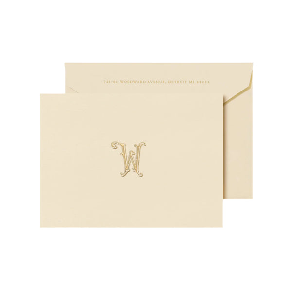 Personalized Initial Baroque Folded Notes (Engraving)