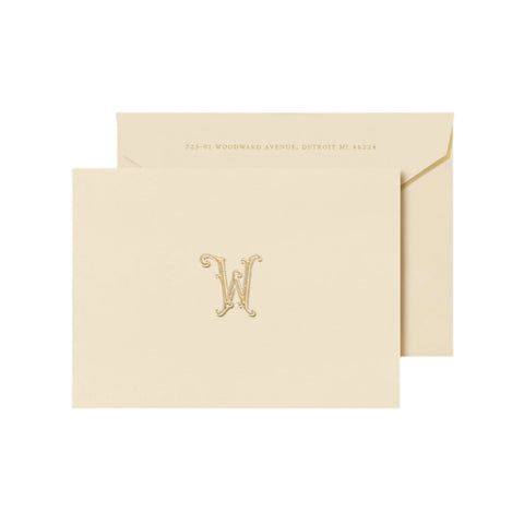 Personalized Initial Baroque Folded Notes (Engraving)