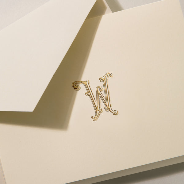 Personalized Initial Baroque Folded Notes (Engraving)