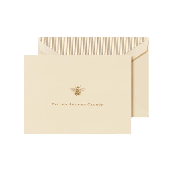 Personalized Gold Bee Folded Notes (Thermography)