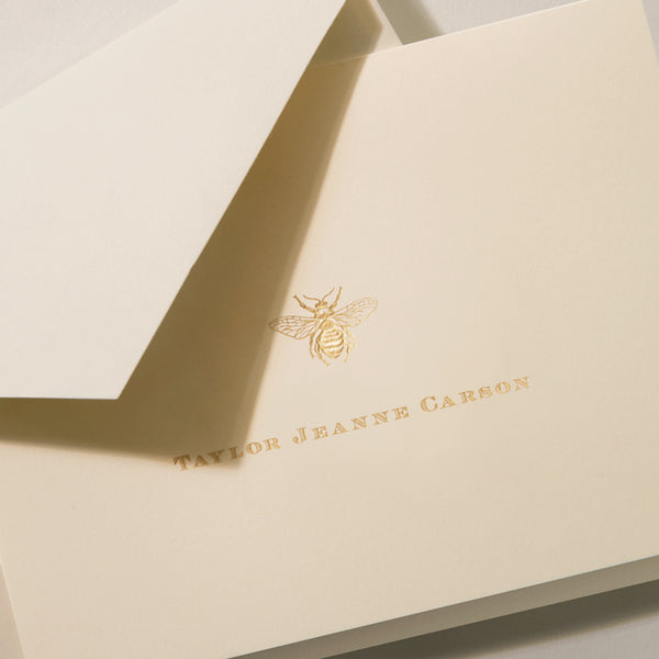 Personalized Gold Bee Folded Notes (Thermography)