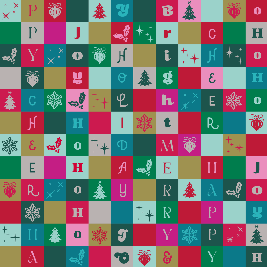 Color Block Text Christmas Roll Wrap