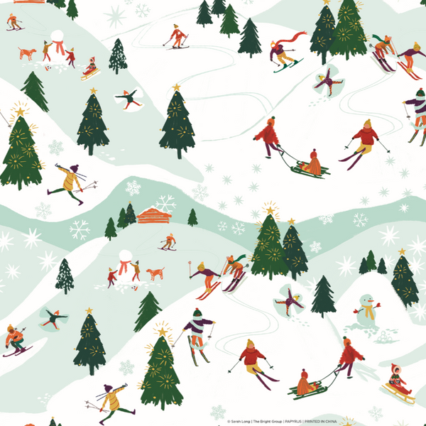 Double Sided Ski Hill Christmas Roll Wrap