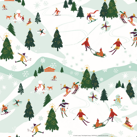 Double Sided Ski Hill Christmas Roll Wrap