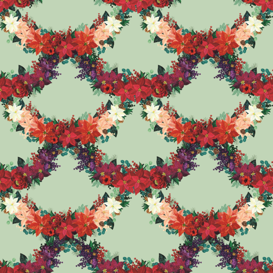 Floral & Foliage Christmas Roll Wrap