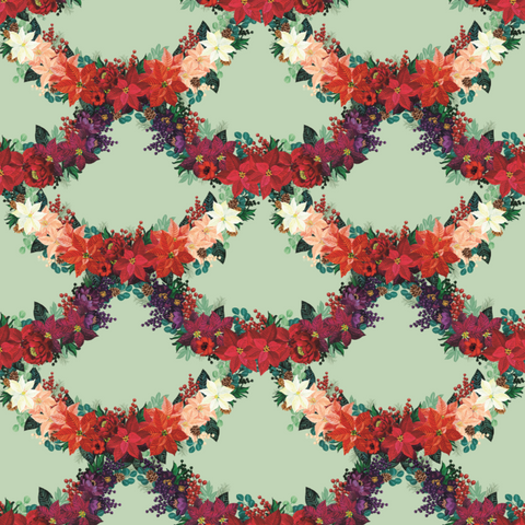 Floral & Foliage Christmas Roll Wrap