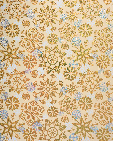Holographic Silver & Gold Snowflakes Christmas Roll Wrap