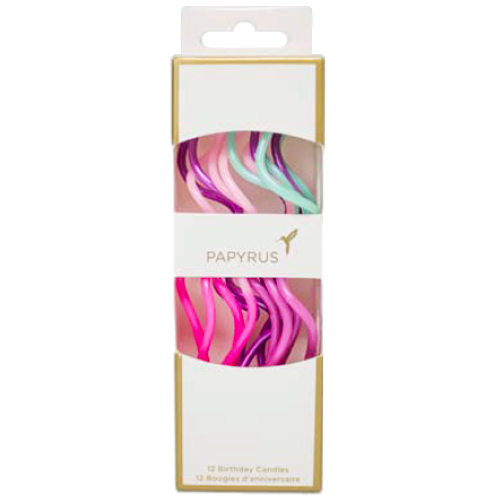 Pink Purple & Teal Swirl Coil Birthday Candles (Set of 12)