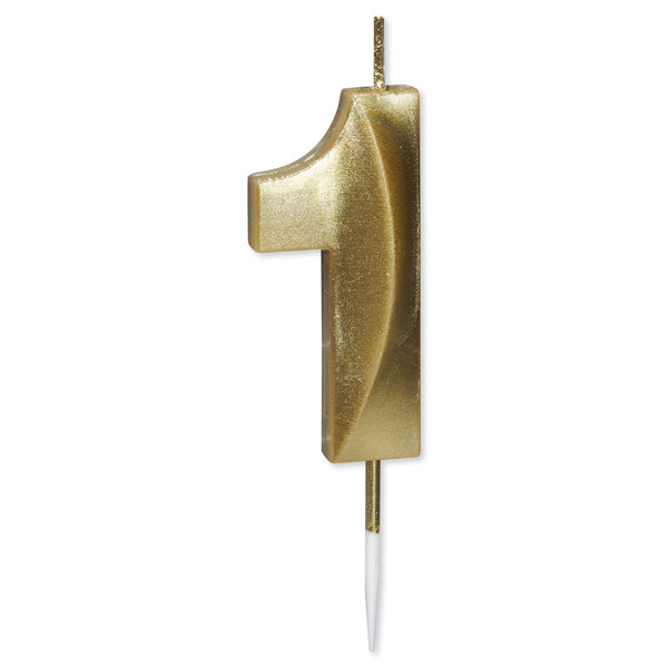 No. 1 Metallic Gold Cake Birthday Candle